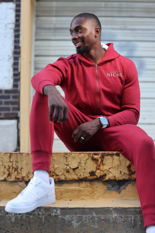 Perfect Niche Burgundy Full Zipper Jogging Suit
